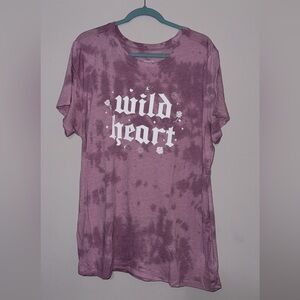 NWOT Torrid Purple Wild Heart Short Sleeve Tee